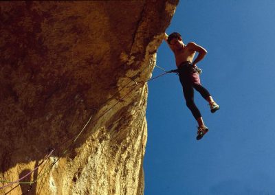 1st ascent of Cobra. 8a. Toix. Mark climbing