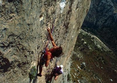 Wish you were here. 8b. (gear)  1st ascent .Mark climbing 3